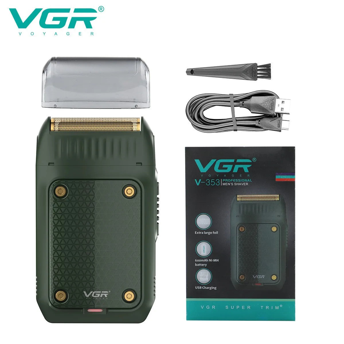 Professional VGR 353 Beard Shaver – Electric Hair & Face Trimmer for Men, USB Rechargeable, Portable Grooming Machine