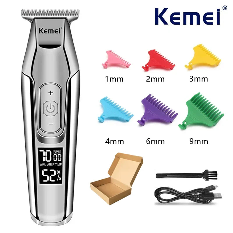 Kemei KM-5027 Rechargeable Hair & Beard Trimmer with LED Display
