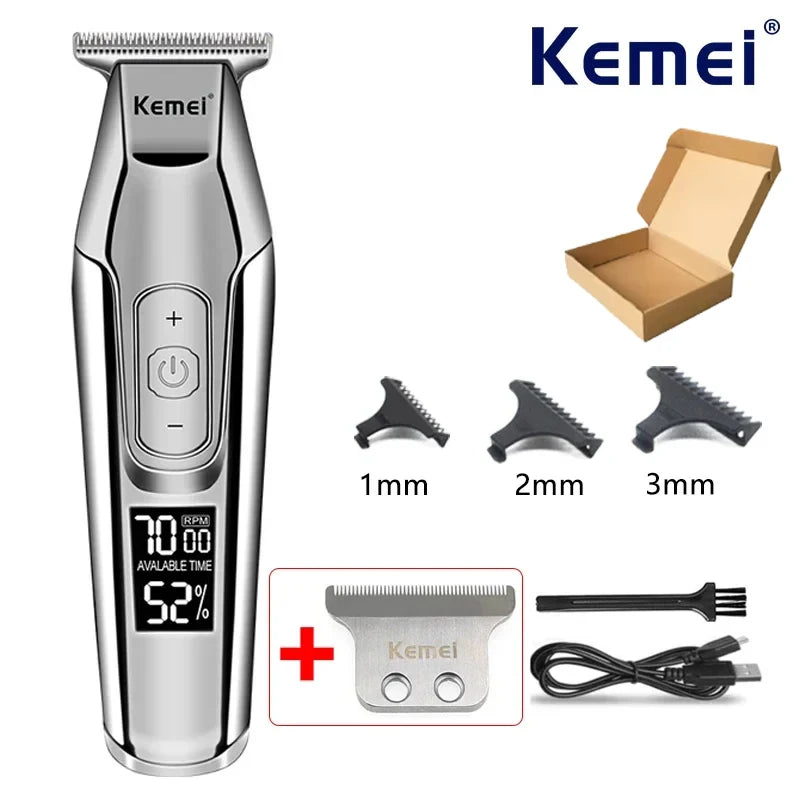 Kemei KM-5027 Rechargeable Hair & Beard Trimmer with LED Display