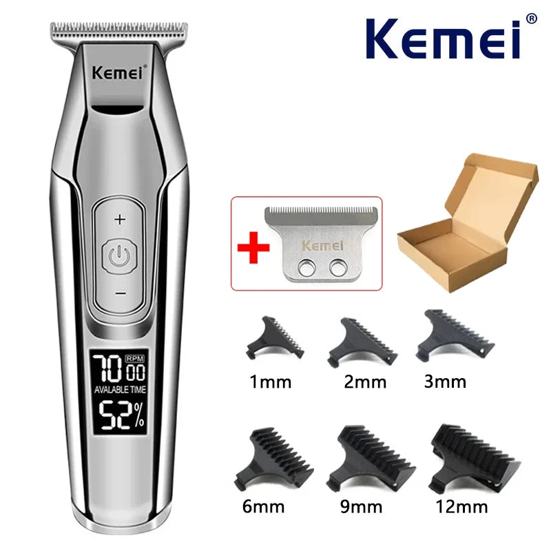 Kemei KM-5027 Rechargeable Hair & Beard Trimmer with LED Display