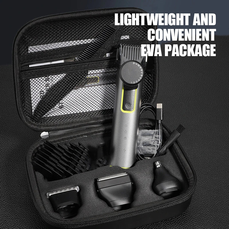 Professional Waterproof Beard Trimmer for Men – Cordless Rechargeable Hair Clipper Kit with Adjustable Guards