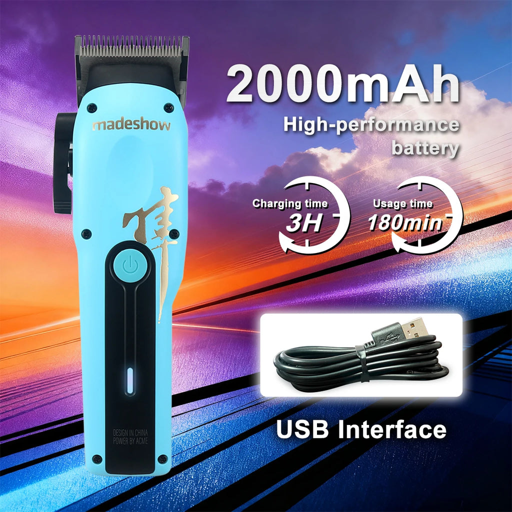 Madeshow M15 Professional Cordless Hair Clipper – Premium Barber Grade Trimmer for Men