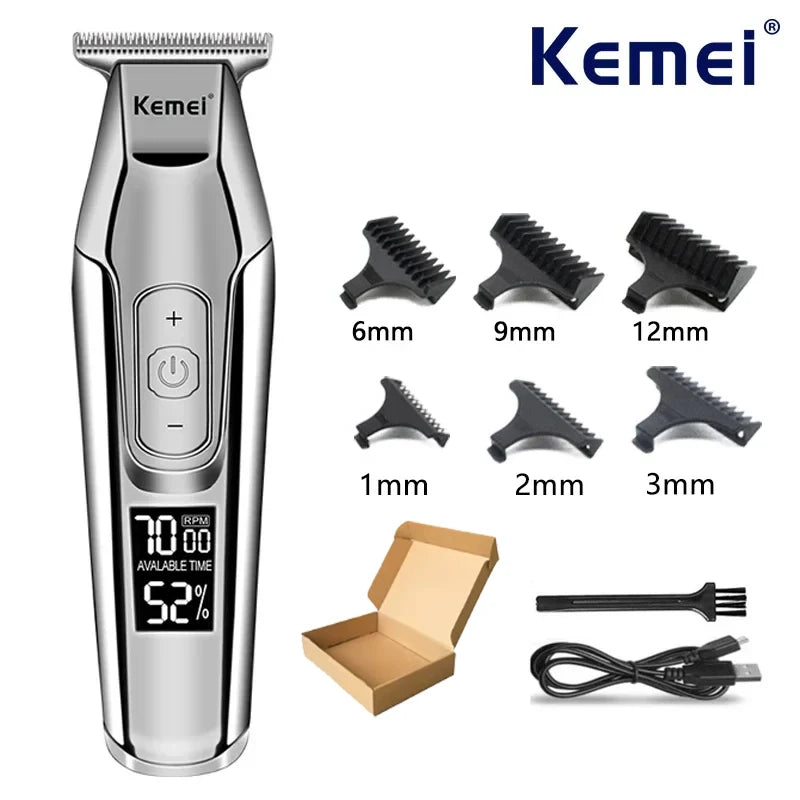 Kemei KM-5027 Rechargeable Hair & Beard Trimmer with LED Display