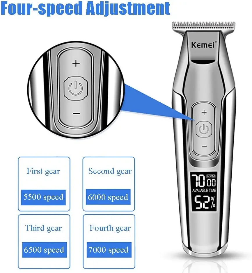 Kemei KM-5027 Rechargeable Hair & Beard Trimmer with LED Display