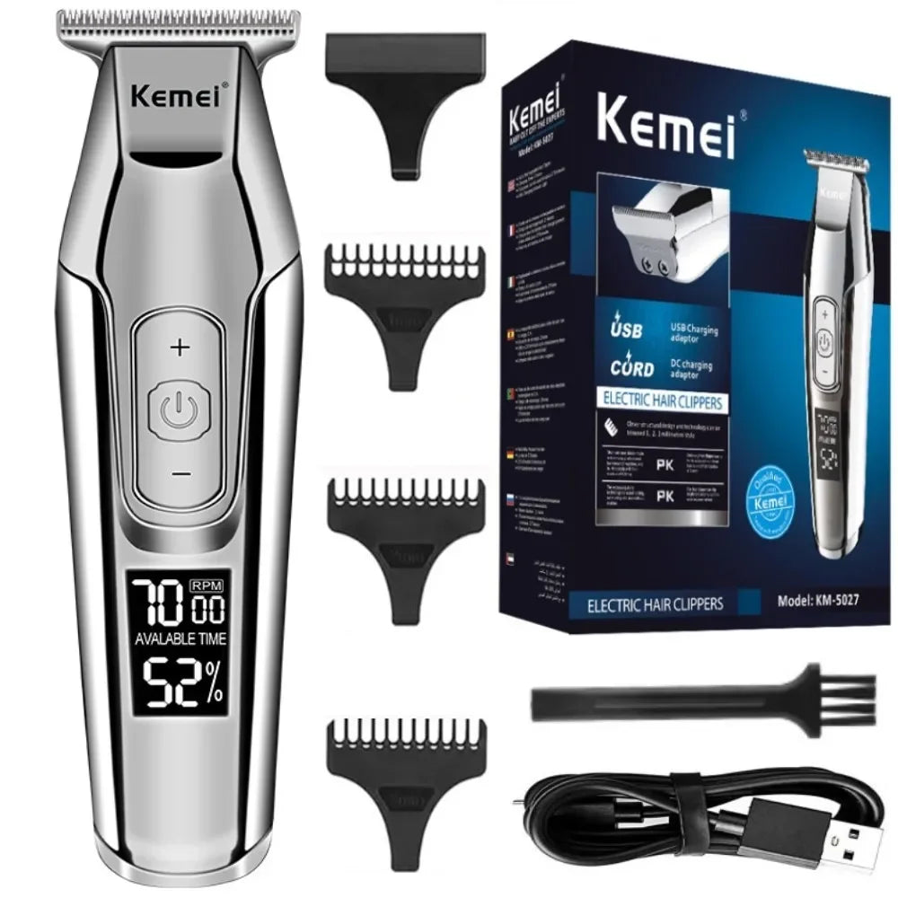 Kemei KM-5027 Rechargeable Hair & Beard Trimmer with LED Display