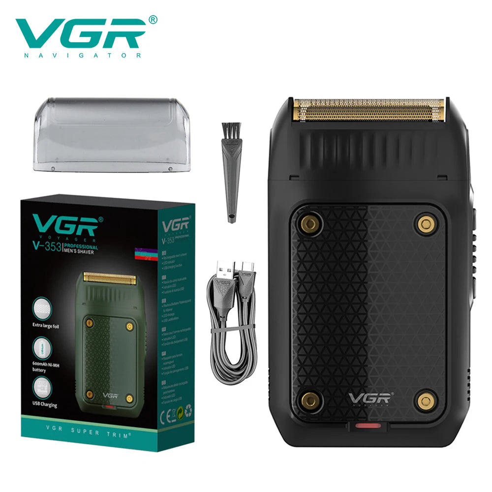 Professional VGR 353 Beard Shaver – Electric Hair & Face Trimmer for Men, USB Rechargeable, Portable Grooming Machine