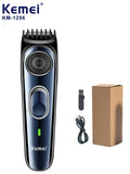 Kemei KM-1256 Waterproof USB Rechargeable Cordless Hair Trimmer – Professional Beard & Hair Clipper for Men