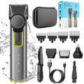 Professional Waterproof Beard Trimmer for Men – Cordless Rechargeable Hair Clipper Kit with Adjustable Guards