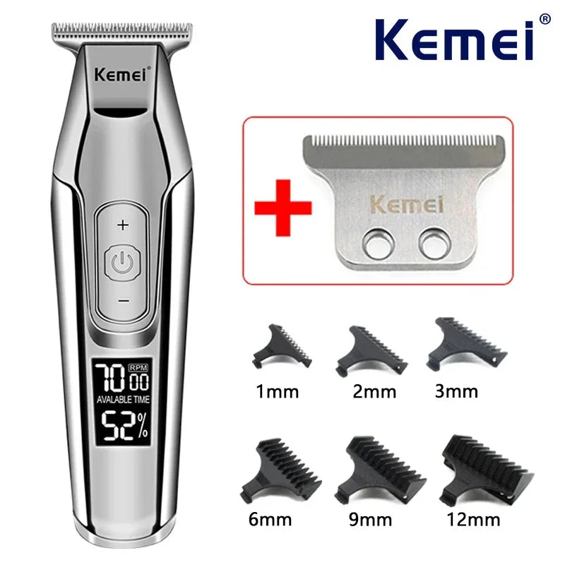 Kemei KM-5027 Rechargeable Hair & Beard Trimmer with LED Display