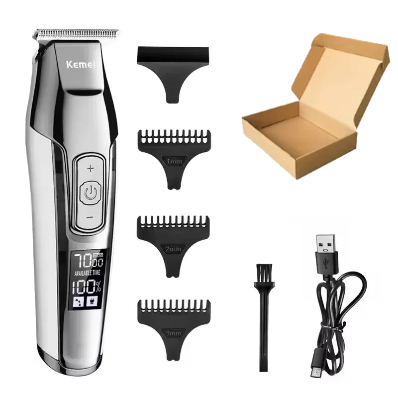 Kemei KM-5027 Rechargeable Hair & Beard Trimmer with LED Display