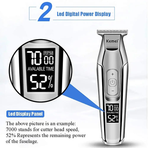 Kemei KM-5027 Rechargeable Hair & Beard Trimmer with LED Display